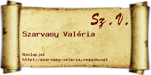 Szarvasy Valéria névjegykártya