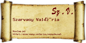 Szarvasy Valéria névjegykártya